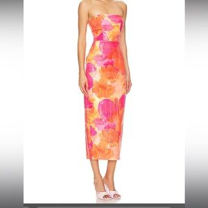 Oralie Midi Dress in Orange Floral - Runaway The Label